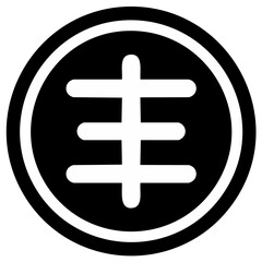 Obraz premium Abstract geometric symbol with three horizontal lines in a circle. Minimalist black and white icon or logo design.