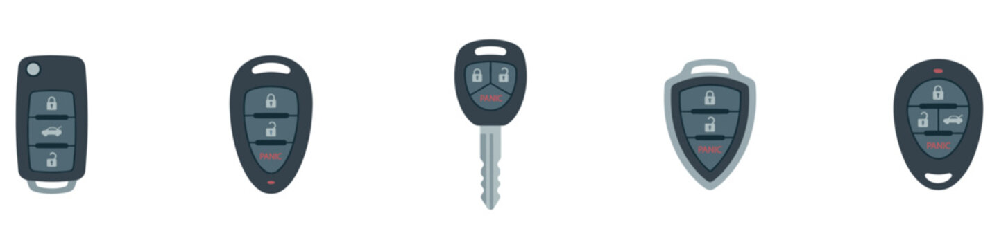 Modern car keys with remote fobs. Car key icon. Vector Illustration. 