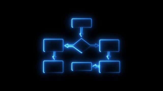 Neon Flowchart &ndash;  Glow Process Diagram Animation