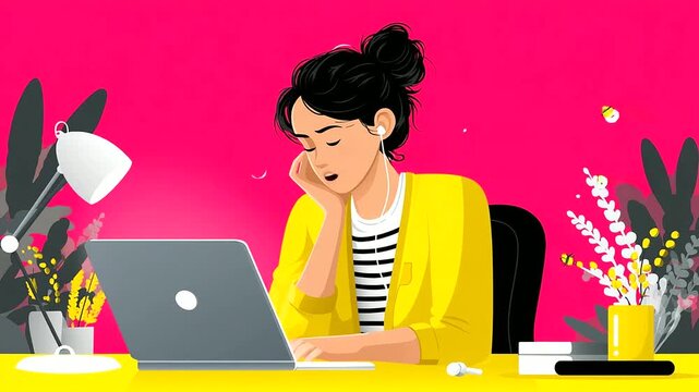 Home workspace, person switching off notifications, noise sensitivity day, tidy desk, earplugs nearby, with copy space