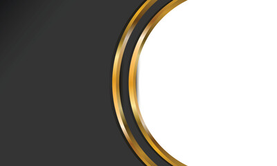 Elegant black background with empty gold circle frame