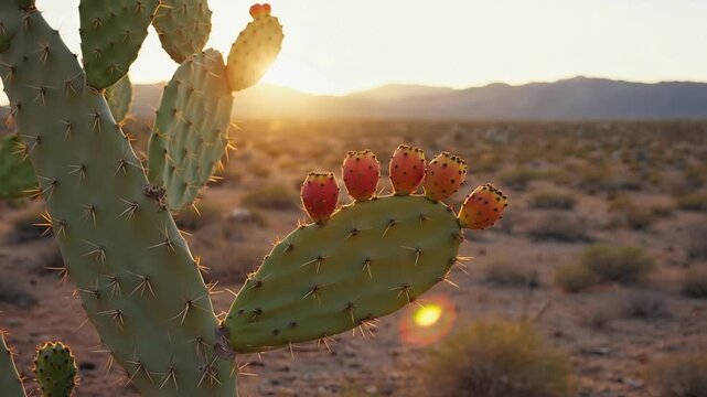 peruvian apple cactus fruit at sunset video