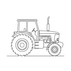 Obraz premium Simple tractor outline presents agricultural vehicle with powerful wheels and exhaust pipe. Modern tractor outline has become indispensable tool for farmers in field.