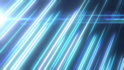 Bright blue and cyan diagonal neon streaks illuminate a smooth dark futuristic background