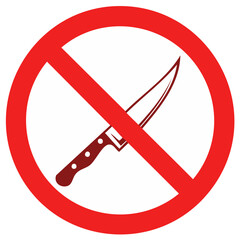Obraz premium No Knives Allowed Sign Knife Crossed Out Red Circle Restriction Tool Ban