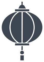 Fototapeta premium Dark Blue Silhouette of a Traditional Chinese Lantern with Tassel