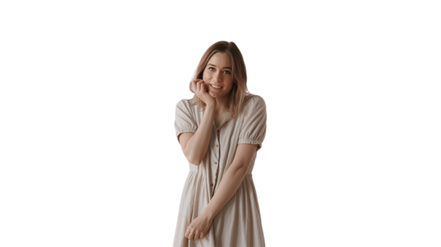 An elegant and self-assured woman looking to the camera with a gentle smile.