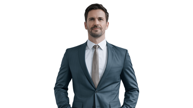 A confident businessman stands tall. - Powered by Adobe