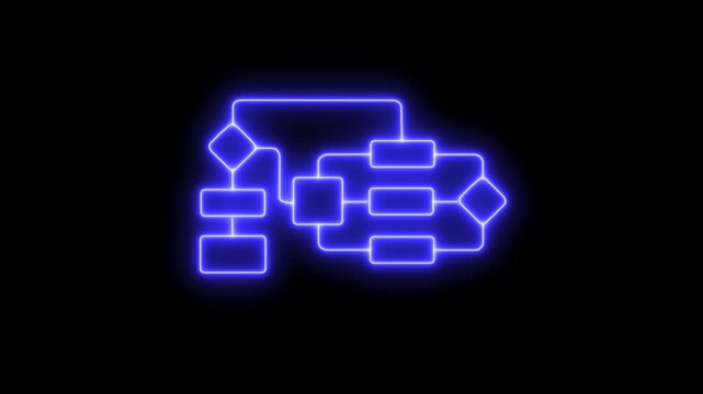 Neon Flowchart &ndash;  Glow Process Diagram Animation