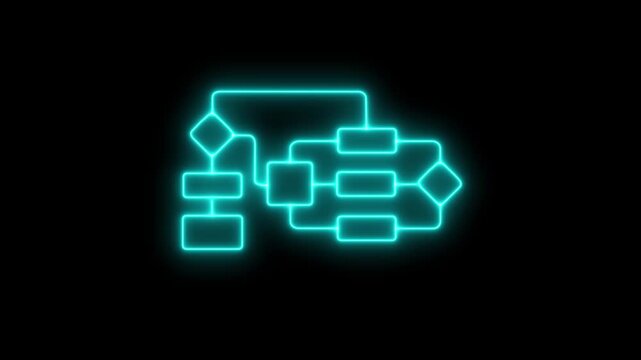 Neon Flowchart &ndash;  Glow Process Diagram Animation