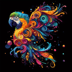 Obraz premium Parrot in bright colors. Abstract vector image of the parrot. T-shirt design. EPS version.