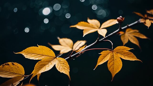 A close-up shot of leaves on a tree branch with detailed texture and patterns