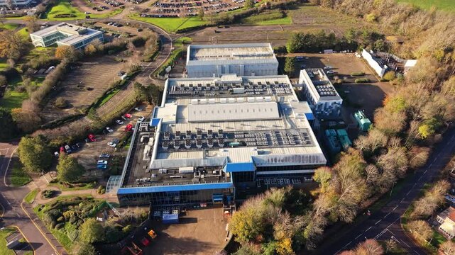 Aerial view of a A data center facility in Swindon, UK