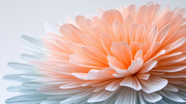 The sculpture features flowing silk-like shapes in a peach and white gradient, exuding elegance with its soft lighting and delicate textures, creating a dreamy atmosphere