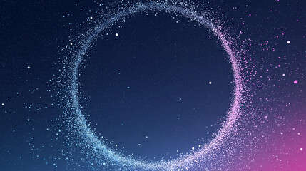 Abstract circular cosmos with vibrant particles creating a mesmerizing galaxy