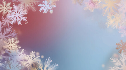 Delicate snowflake frame on a soft gradient background for winter season