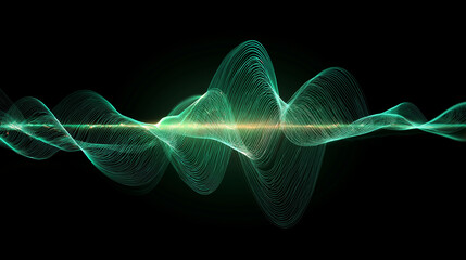 Abstract green waveform on a black background creates a vibrant design.