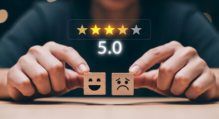 Customer Experience Feedback Survey Rating Business Services Happy Faces Sad Faces Stars Choices Satisfaction Evaluation