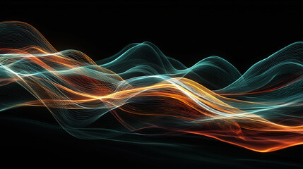 Fototapeta premium Digital Abstract Background with Light Waves against Dark Space