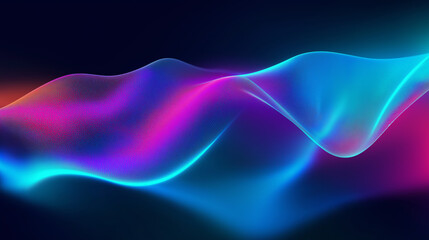 Abstract wave of digital particles in vibrant neon colors.