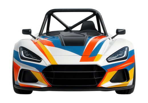 Lightweight touring race car featuring a sturdy roll bar.