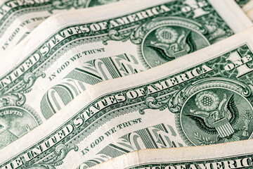 American one dollar banknotes wallpaper. Close up of money. Wealth concept, free trade, business concept background.
close up of one dollar bills.