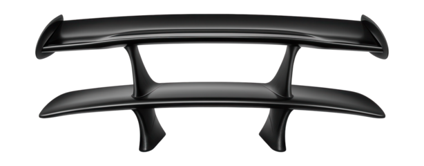 Dual-layer rear wing featuring central support struts and streamlined design.