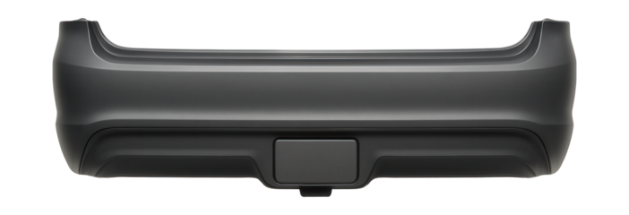 Matte gray rear bumper featuring an integrated tow hitch cover.