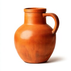 Orange ceramic clay water jug with handle clay jug