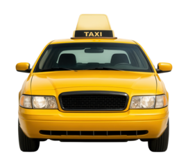 Yellow taxi with a noticeable rooftop ad display.
