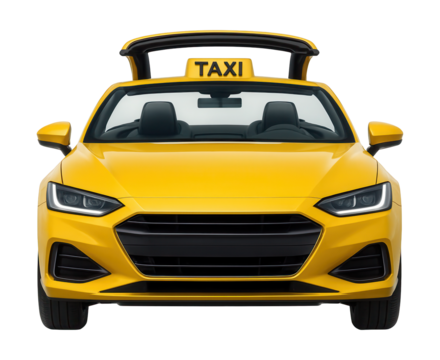 Retractable-roof taxi in vibrant yellow color.