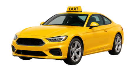 Compact sporty yellow taxi coupe with a sleek design.