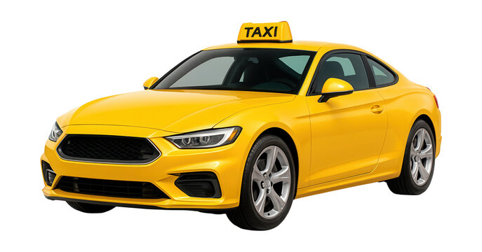 Compact sporty yellow taxi coupe with a sleek design.