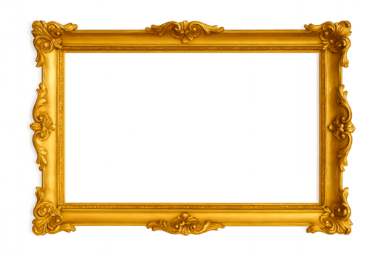 Elegant Gold Picture Frame Isolated on Background