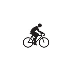 Cyclist silhouette person on bicycle shape icon