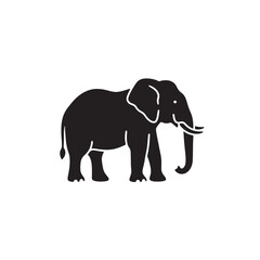 Fototapeta premium Elephant silhouette large body with trunk shape icon