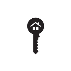 House key silhouette key with house symbol icon