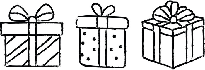 Gift box doodle illustration set