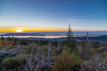 sunset over the water