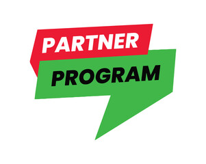A red banner with the word "PARTNER" sits above a green banner with the word "PROGRAM", creating a stylized visual representation of a partnership initiative.