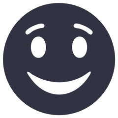 Fototapeta premium Happy Dark Smiley Face Icon Design with Smile and Eyes Joyful Emotional Expression