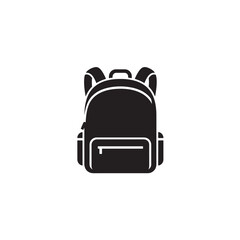 School bag silhouette backpack with straps icon