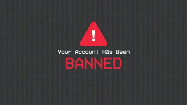 Blocked account after ban. Lock screen with the message Your account has been banned
