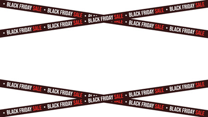 Black friday crossed ribbons, stripes with text isolated on transparent background
