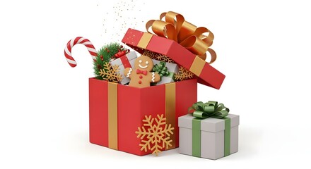 Stacked Christmas Gift Boxes with Festive Decorations