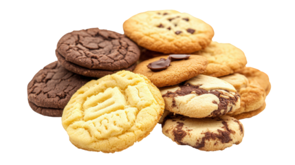 A stack of cookies with different flavors and shapes