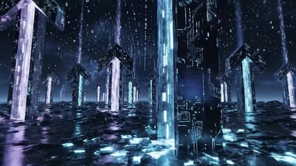 Digital data upload concept arrows streaming binary code futuristic technology abstract background - Powered by Adobe