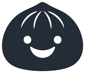 Fototapeta premium Adorable Asian steamed dumpling character smiling cheerfully flat vector illustration icon