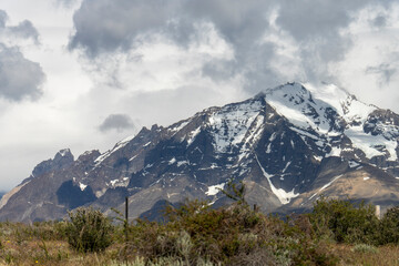 View of the mountain landscape in the national park Torres del Paine, Patagonia, Chile, South America