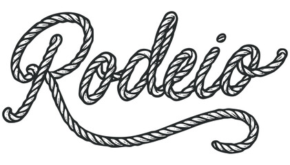 Rodeio, ilustra&ccedil;&atilde;o da palavra rodeio com efeito de corda de la&ccedil;o do pe&atilde;o